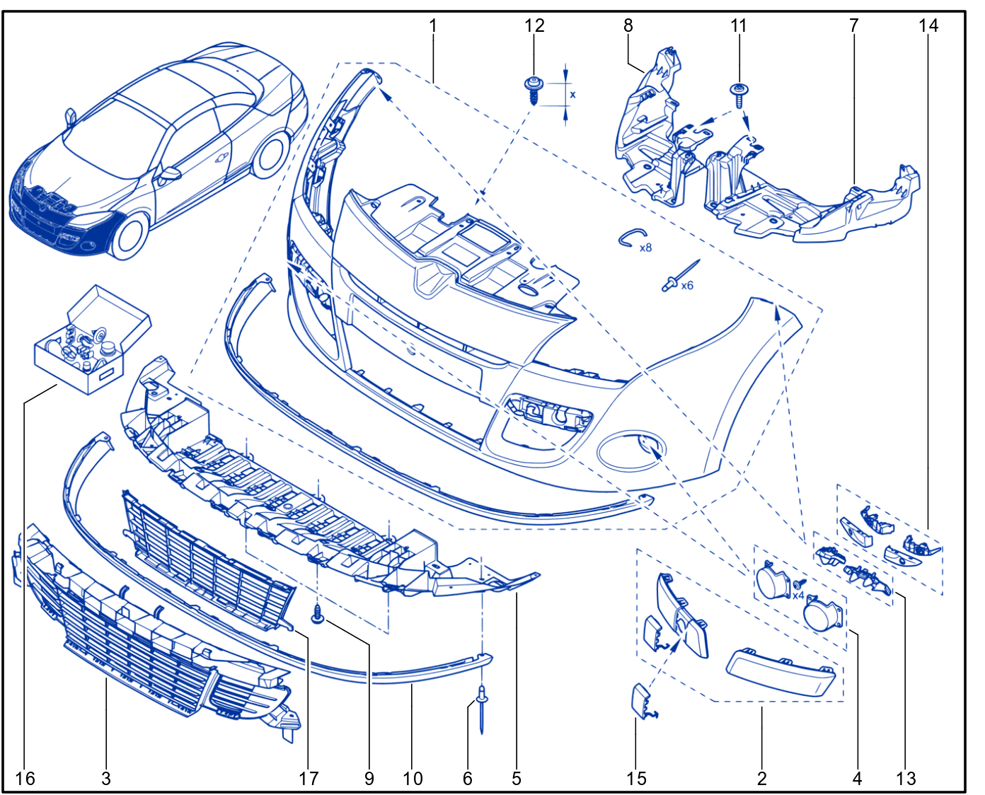 Front Bumper - Radiator Grille - 01081393