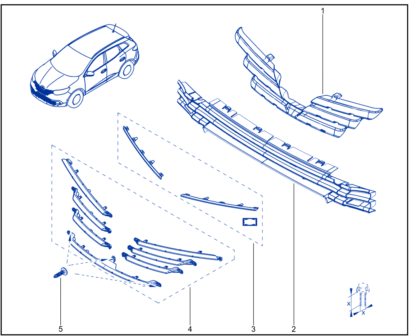 Front Bumper - Radiator Grille - 01087296
