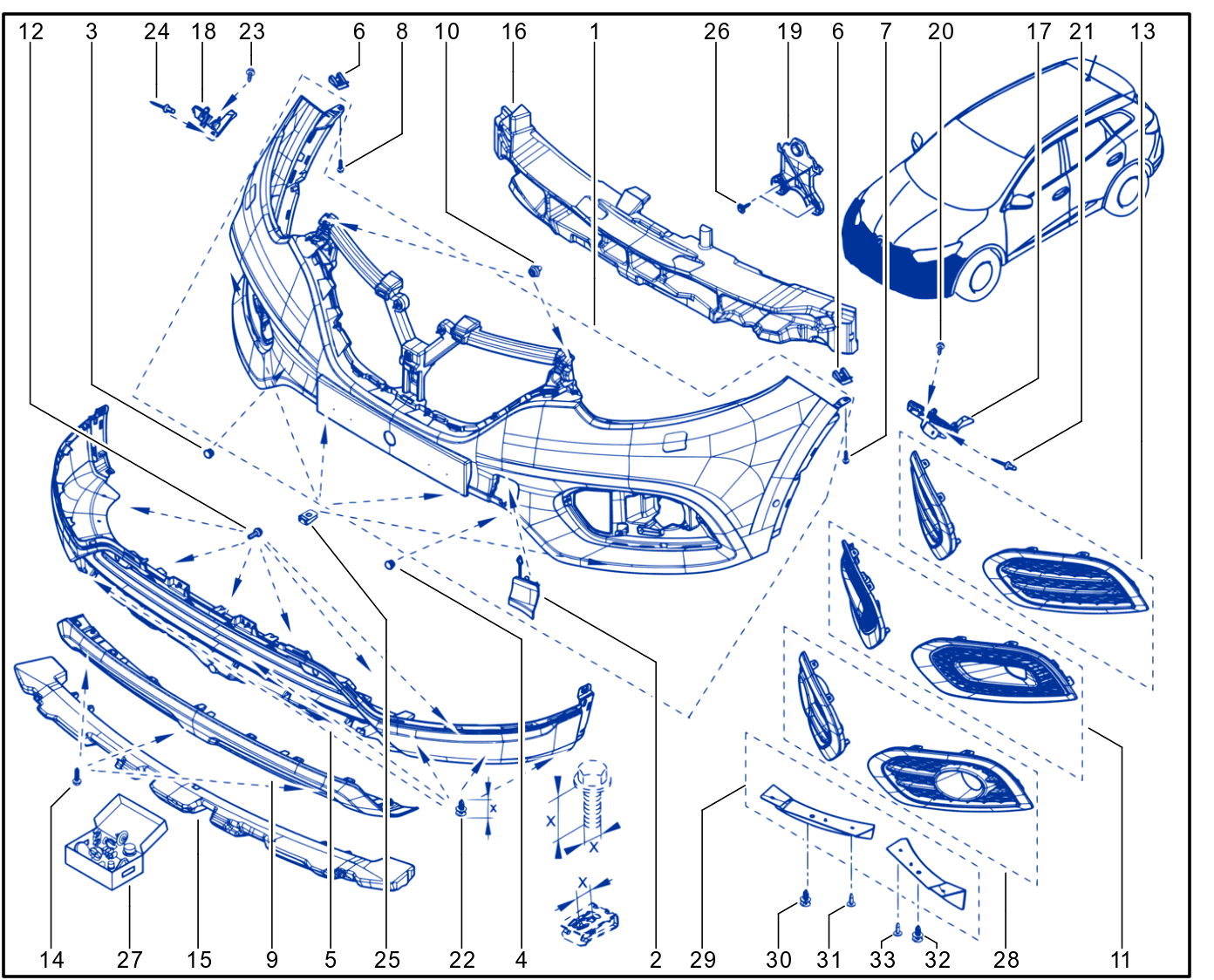 Front Bumper - Radiator Grille - 01087341