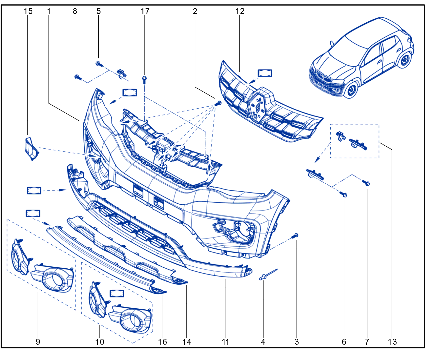Front Bumper - Radiator Grille - 01091663