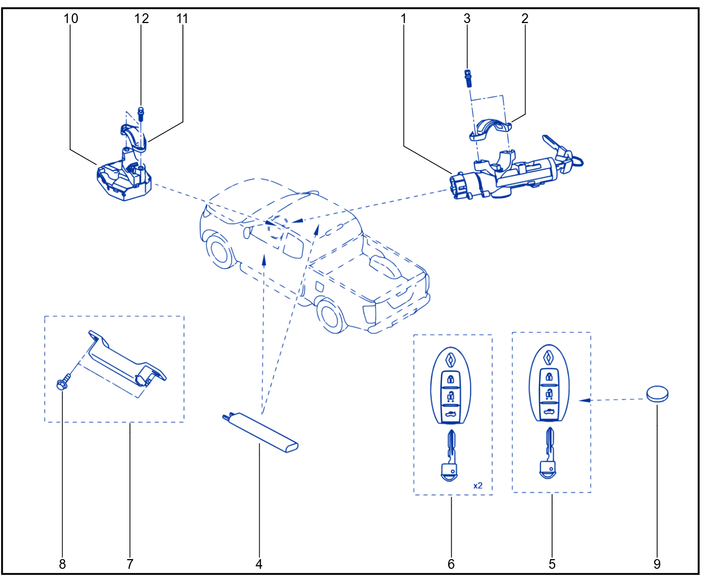 Engine Immobiliser System - Keys - Cards - 01095951