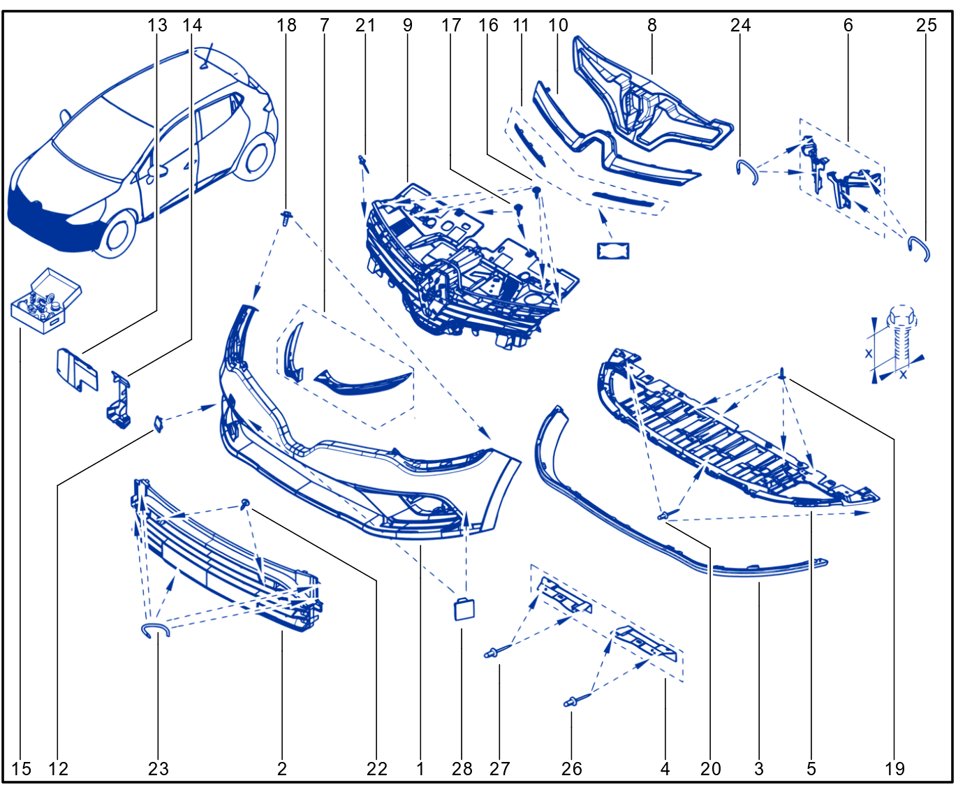 Front Bumper - Radiator Grille - 01097221