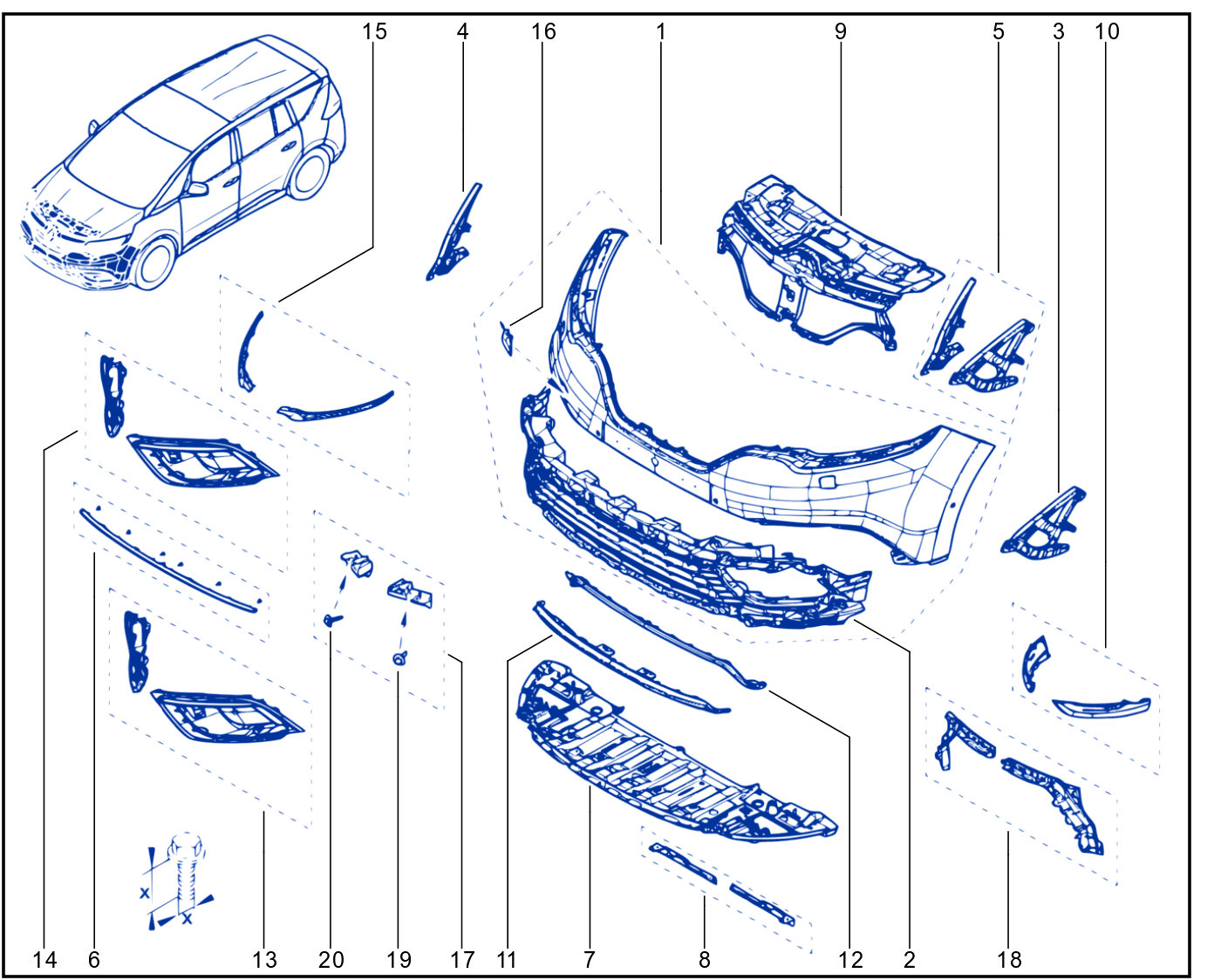 Front Bumper - Radiator Grille - 01098292