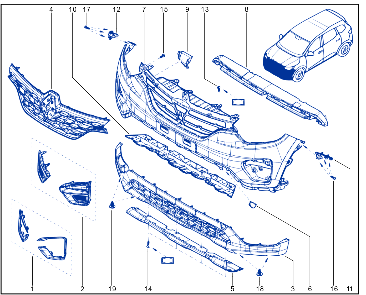 Front Bumper - Radiator Grille - 01101360