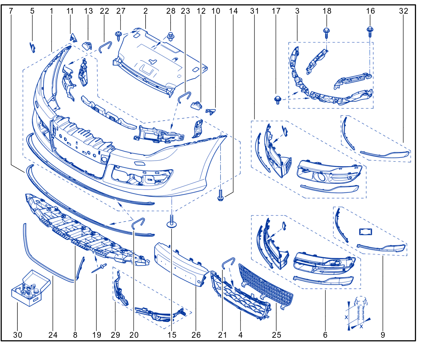Front Bumper - Radiator Grille - 01109087