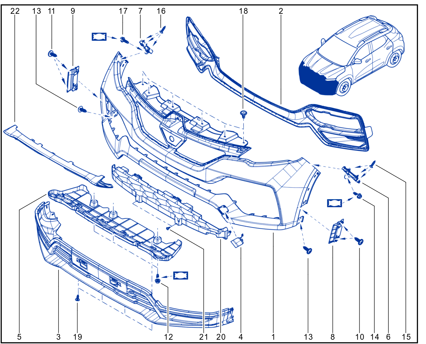 Front Bumper - Radiator Grille - 01113810